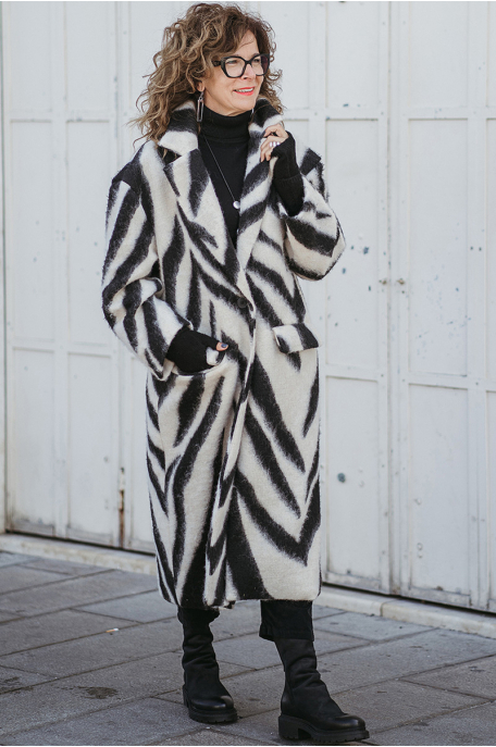 Zebra mintás szövet kabát