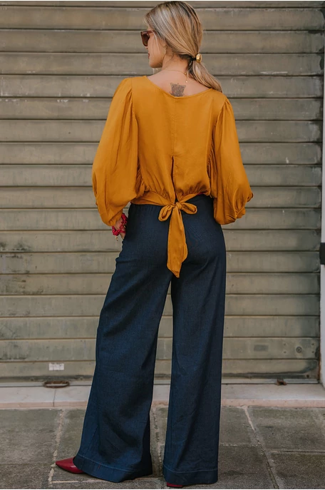 Bőszárú denim nadrág