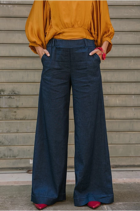 Bőszárú denim nadrág