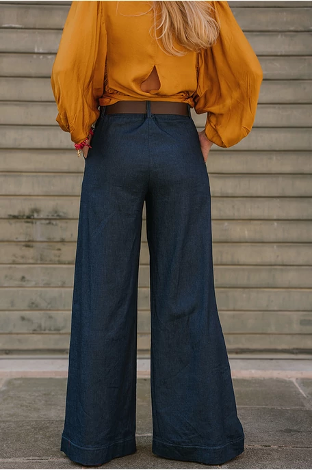 Bőszárú denim nadrág