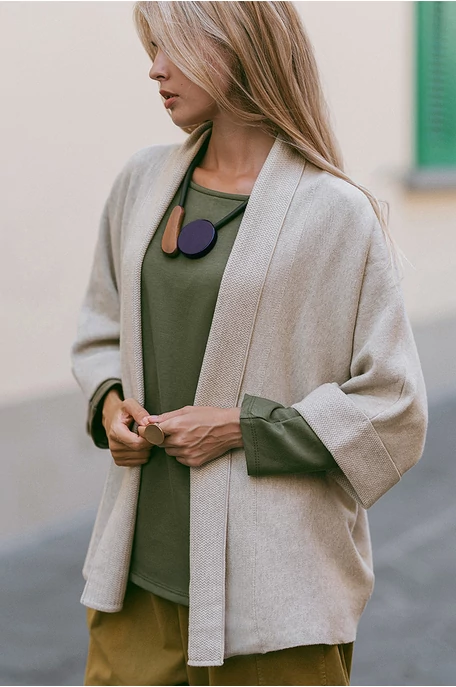 Finomkötött sálgalléros kardigán