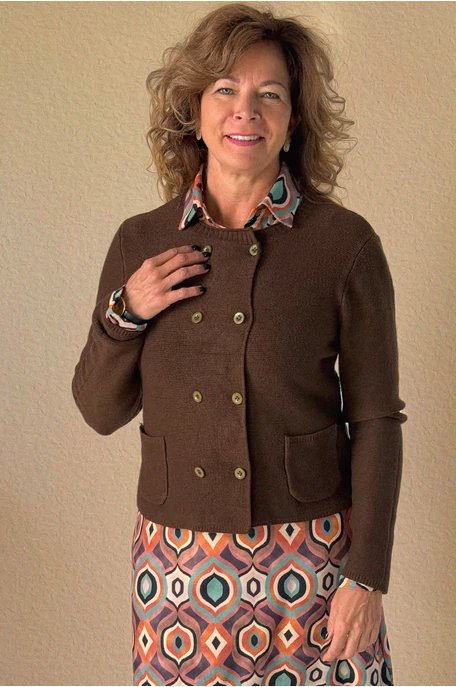 Kardigán duplasoros gombolással