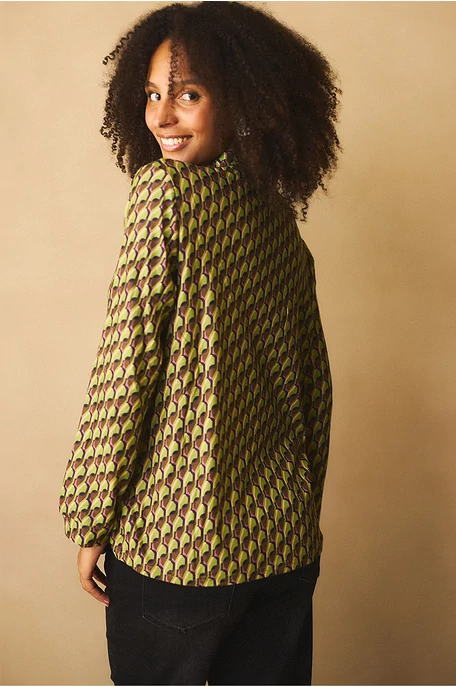 Galléros mintás blúz