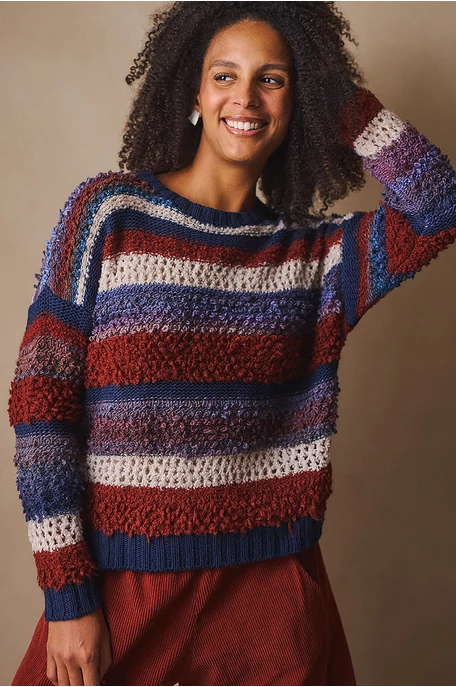 Texturált  csíkos pulóver