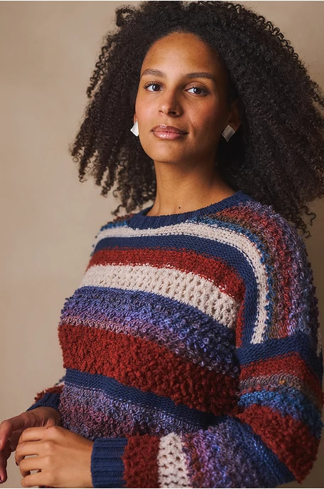 Texturált  csíkos pulóver