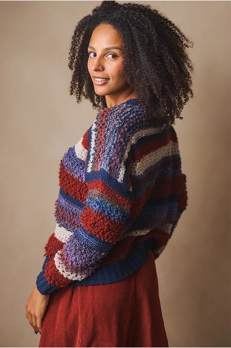 Texturált  csíkos pulóver