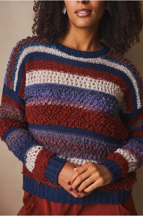 Texturált  csíkos pulóver