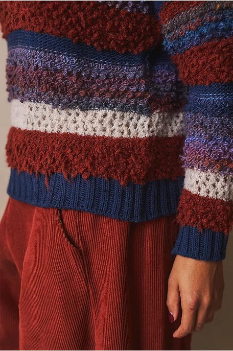 Texturált  csíkos pulóver