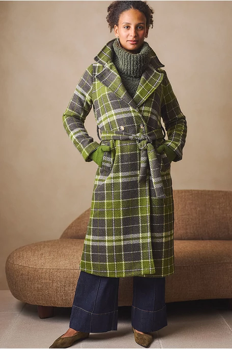 Kockás hosszú szövetkabát