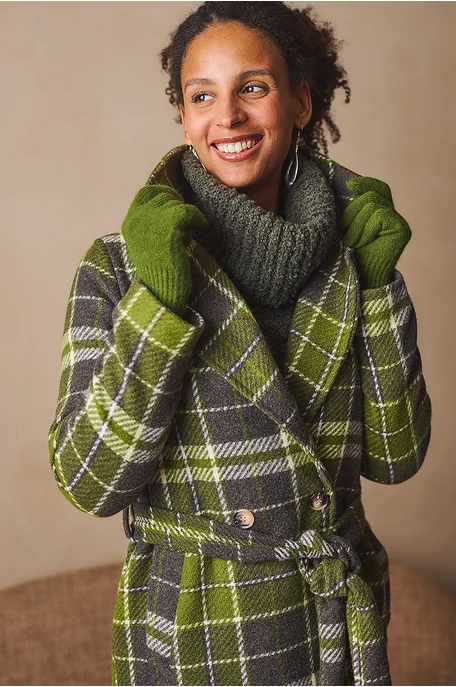 Kockás hosszú szövetkabát