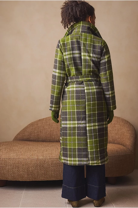 Kockás hosszú szövetkabát