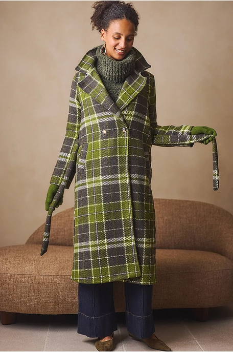 Kockás hosszú szövetkabát