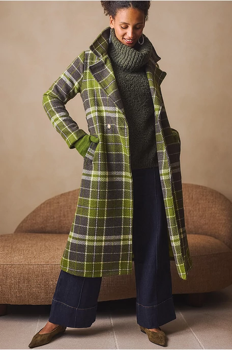 Kockás hosszú szövetkabát