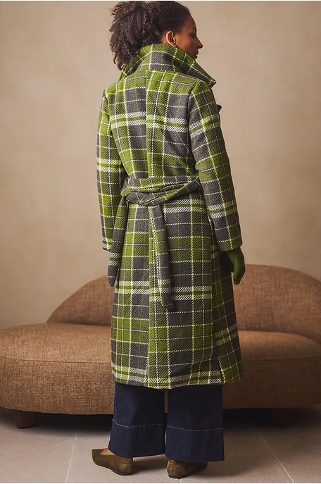 Kockás hosszú szövetkabát