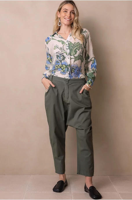 Ülepes vászon nadrág