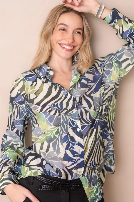 Páfrány mintás blúz