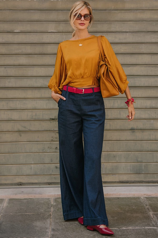 Bőszárú denim nadrág Bőszárú denim nadrág