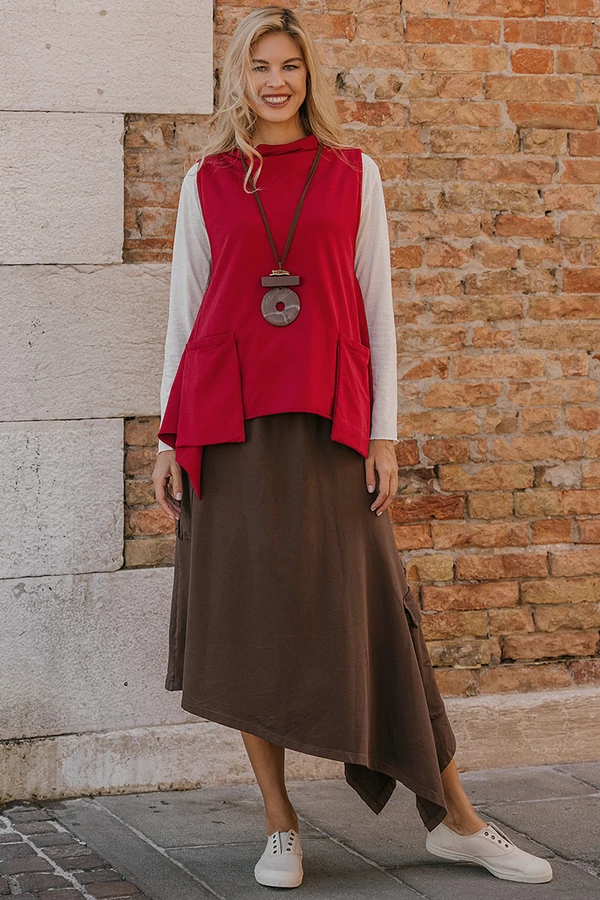 Aszimmetrikus pamut alj zsebekkel