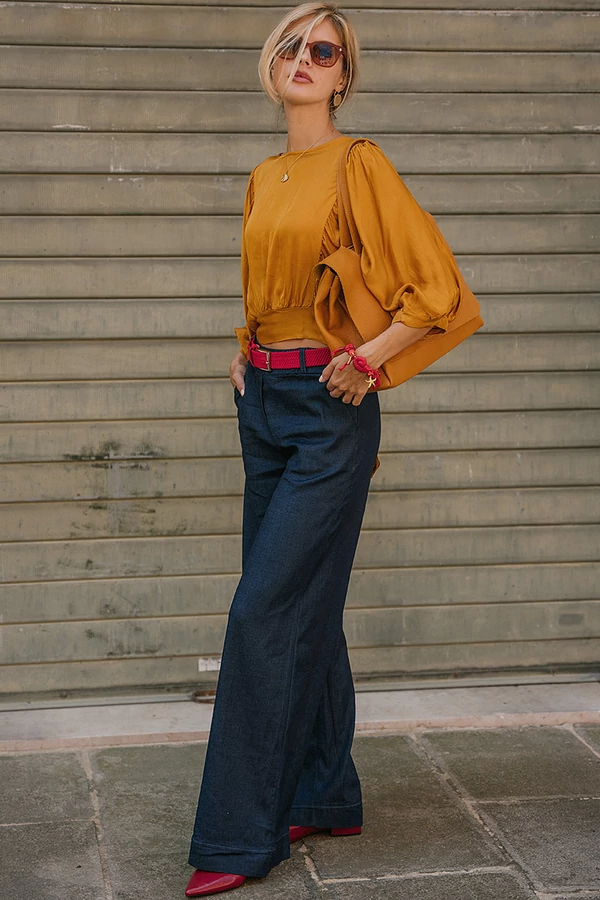 Bőszárú denim nadrág Bőszárú denim nadrág