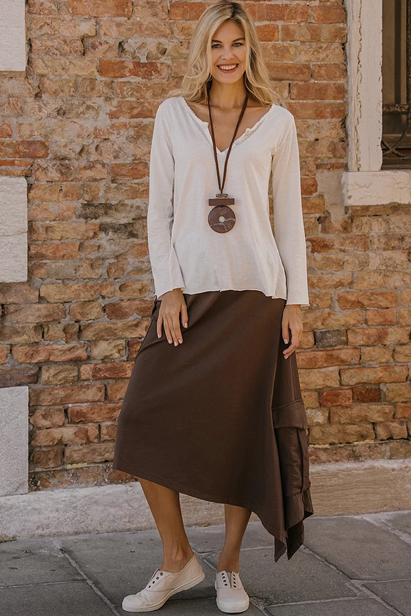 Aszimmetrikus pamut alj zsebekkel