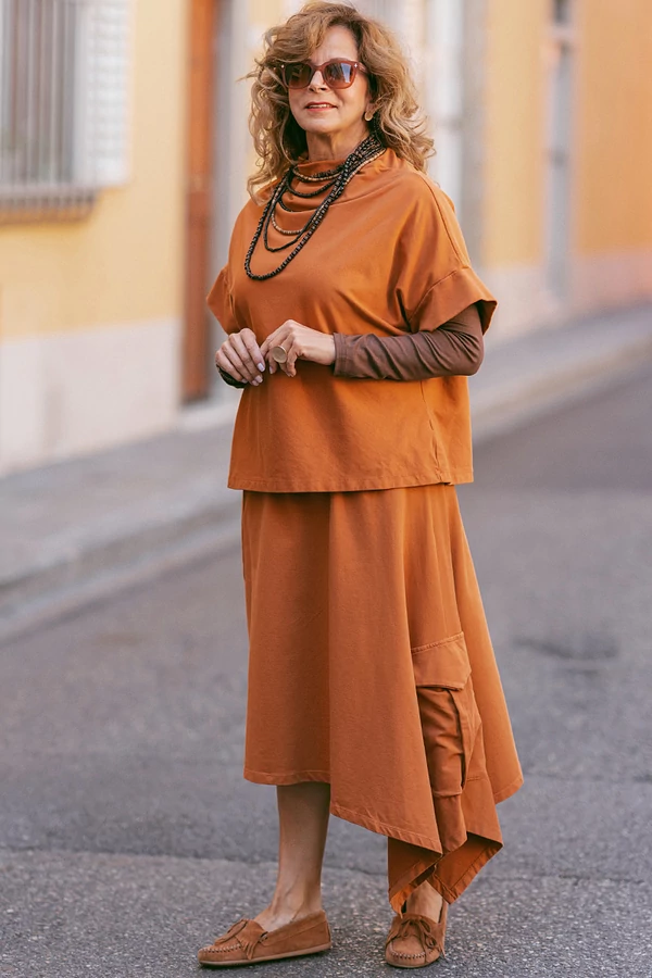 Aszimmetrikus pamut alj zsebekkel