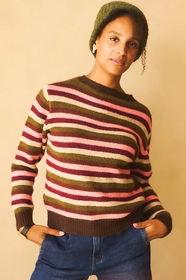 Csíkos pulóver gyapjúval