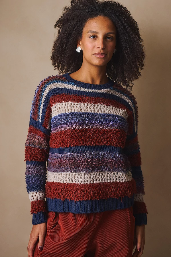 Texturált  csíkos pulóver Texturált  csíkos pulóver