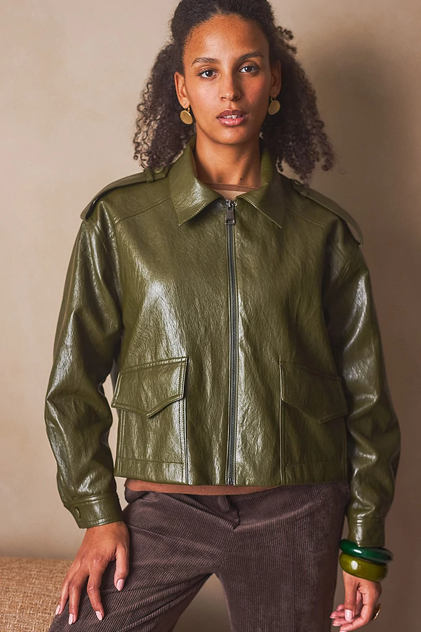 Színes vegán bőr kabát