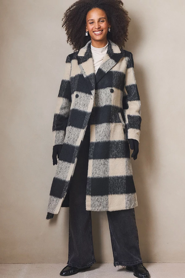 Kockás hosszú kabát