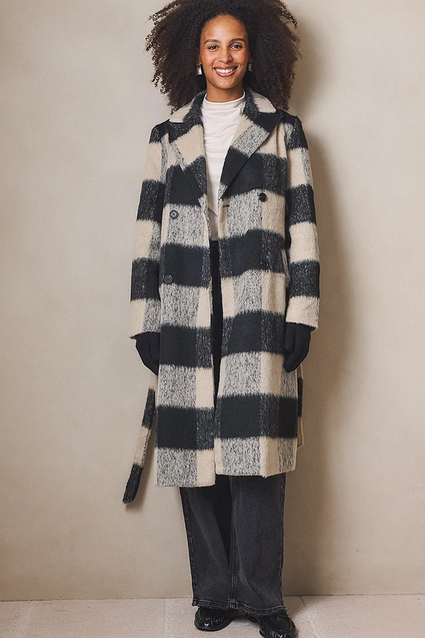 Kockás hosszú kabát