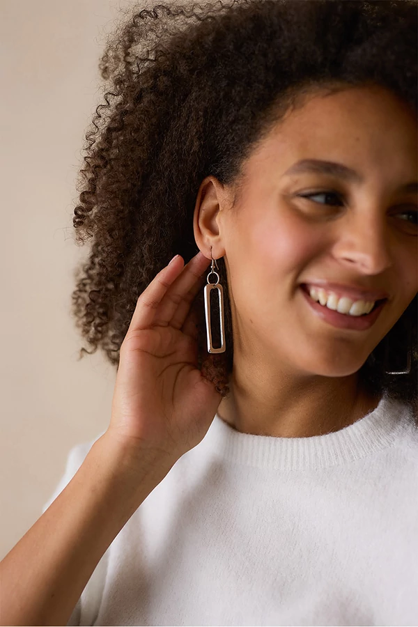 Téglalap medálos fülbevaló