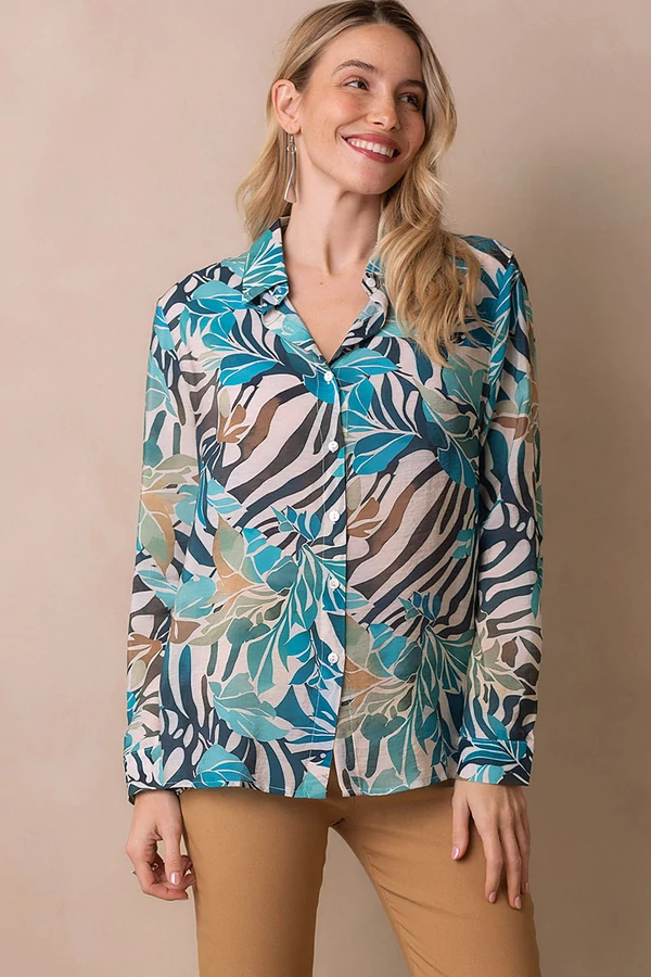 Páfrány mintás blúz